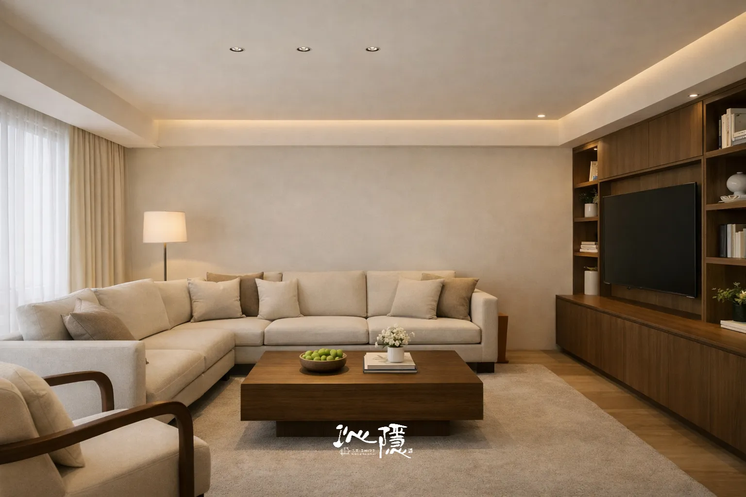 Chinn Interior 北歐自然風格概念細節主圖，溫潤木質、柔和光線與低彩度起居空間構成的舒適生活場景。